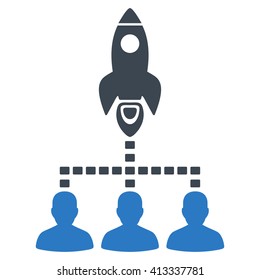 Rocket Space Community vector icon. Style is bicolor flat icon symbol, smooth blue colors, white background.