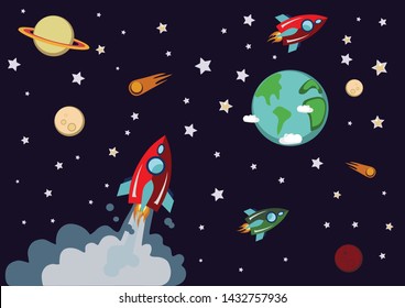 rocket in space. cosmic world