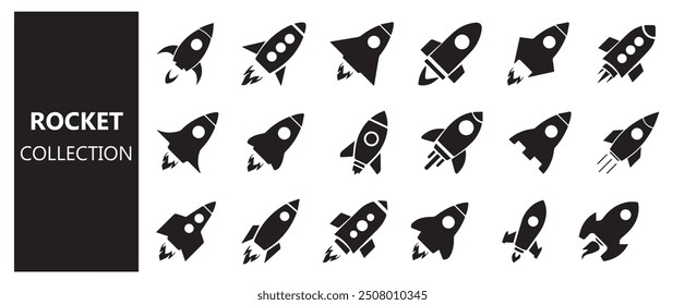 Rocket and space craft vector set