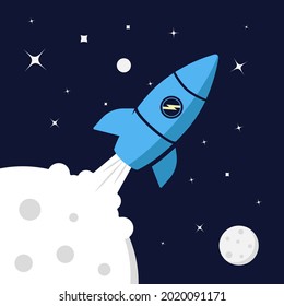 Cohetes en la ilustración del vector de diseño espacial