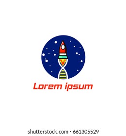 rocket space dna icon logo vector