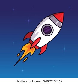  rocket in space drawing vector illustrations