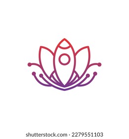 Rocket space flower line modern logo