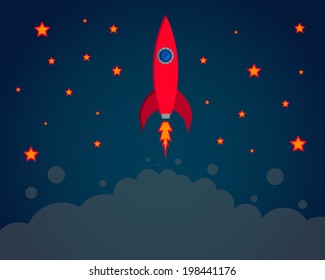 Rocket space fly night