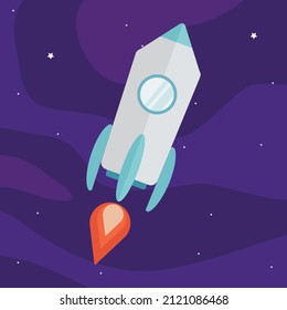 Rocket space in the galaxy cartoon vector
