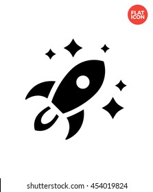 Rocket in space Icon Flat Style Isolated Vector Illustration