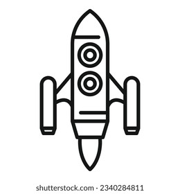 Rocket space icon outline vector. Spaceship launch. Smoke idea