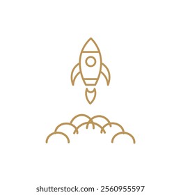 rocket space icon vector design outline style