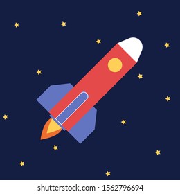 Cohetes en el espacio, ilustración, vector sobre fondo blanco.