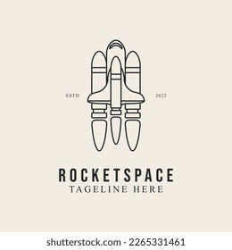rocket space line art logo vector design illustration
