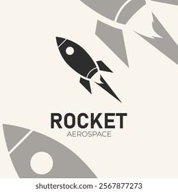 rocket space line art logo vector design illustration