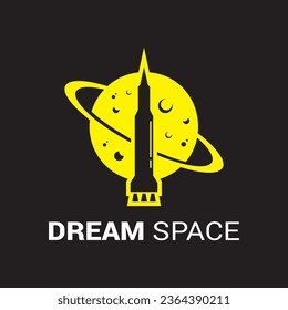 Rocket space logo design vector