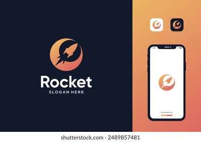 rocket space logo mark premium vector