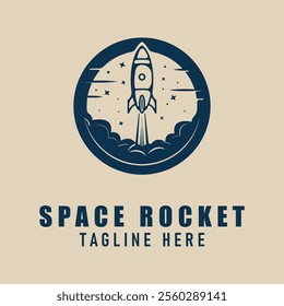 rocket space logo minimalist, rocket launch vector illustration design