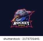 Rocket space mascot logo design. Space rocket launch vector illustration. Logo illustration for mascot or symbol and identity, emblem sports or e-sports gaming team