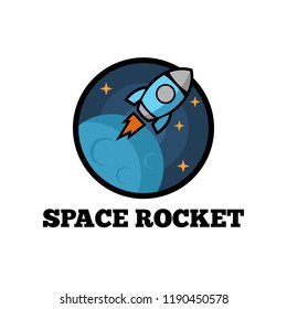 Rocket space mission badges and logo emblems