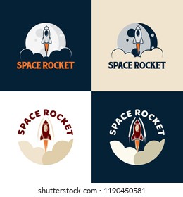 Rocket space mission badges and logo emblems