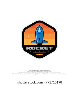 Rocket space mission badges and logo emblems, Rocket Space icon illustration template, flat style design isolated on white background