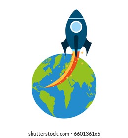 rocket space with planet earth