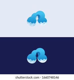 Vector de logotipo Premium del espacio de cohetes