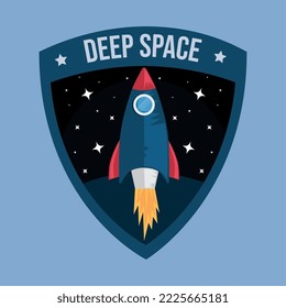 icono de pegatinas retro del espacio de cohetes