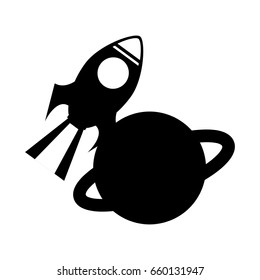 rocket space with saturn planet