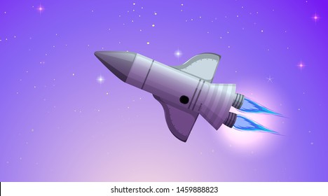 Rocket in space scene illustration