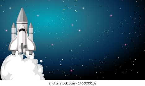 Rocket in space scene illustration