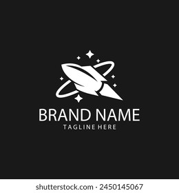 rocket space science star logo design vector