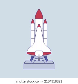 Rocket space ship cartoon vector icon illustration technology transportation