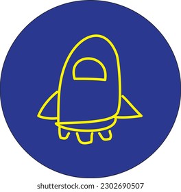 Rocket Space Ship icon with Blue Background