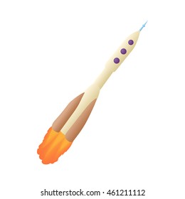 Rocket space ship icon in cartoon style on a white background