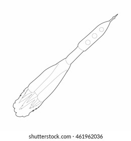 Rocket space ship icon in outline style on a white background
