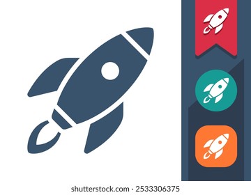 Rakete, Raumschiff-Symbol. Professionelles, Pixel perfektes Symbol. EPS 10-Format.