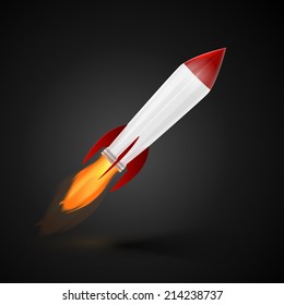 Rocket space ship isolated on black