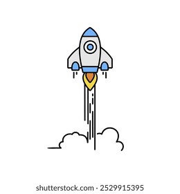 Rocket space ship launch. Vector illustration.