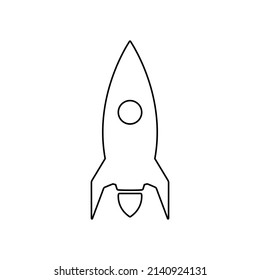 Rocket space ship line icon on white background.