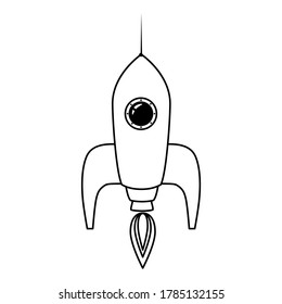 Raketenraumschiff-Symbol-Linie. Vektorgrafik einzeln