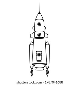 Rocket space ship retro icon line. Vector illustration isolated