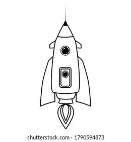 Raketenraumschiff-Symbol-Linie. Vektorgrafik einzeln