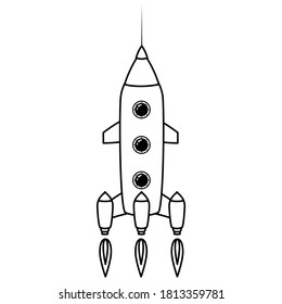 Rocket space ship retro icon line. Vector illustration isolated