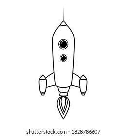 Rocket space ship retro icon line. Vector illustration isolated