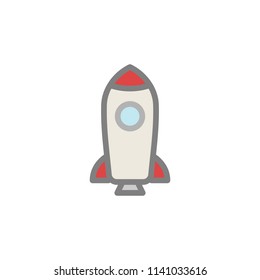 Rocket space ship take off icon, isolated vector illustration. Simple retro spaceship icon.