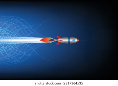 Rocket space ship take off, Start Up Concept Symbol Space Roket Ship. Vector illustration.