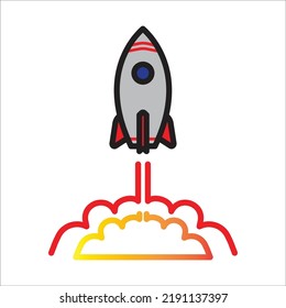 rocket space ships start up icon vector design