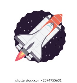 Rocket Space Shuttle with Galactic Background
