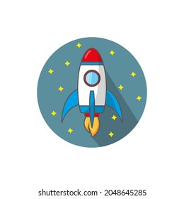 rocket in space, simple flat design of astronaut or spaceship, perfect for logos, icons or web apps and buttons