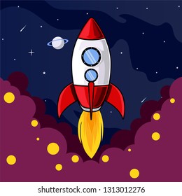 Rocket In Space Start Up