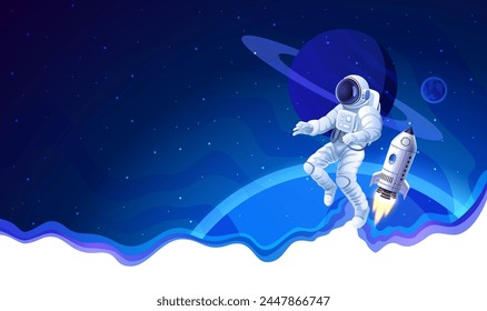 Rocket space startup, creative idea cover, landing page web site, Vector illustration 