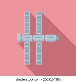 Rocket Space Station Icon Flat Vector. Modern International Space. Astronaut Spaceship